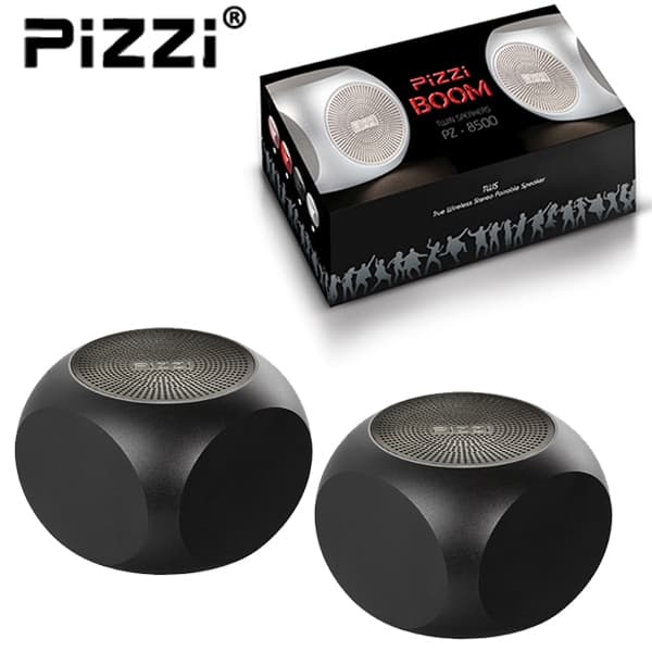 "פיצי בום" PiZZi Boom זוג רמקולים Bluetooth עוצמתי 2x5W במיוחד בצבע שחור 1