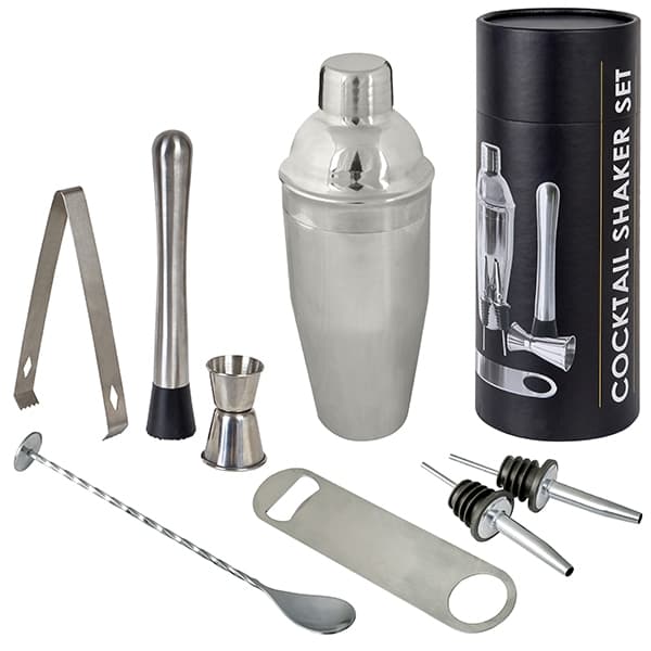 "COCKTAIL SHAKER" ערכת ברמן מעוצבת ואיכותית 8 חלקים בקופסת מתנה מהודרת 1