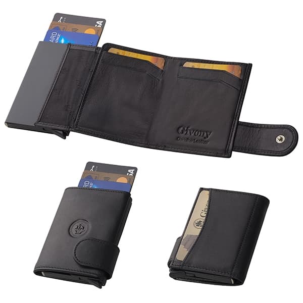 ארנק בטיחות מעור NFC+ RFID שולף כרטיסים גבעוני