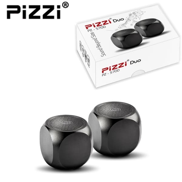 "פיצי מיני" PiZZi Mini-DUO זוג רמקולים Bluetooth עוצמתי 2x3W במיוחד 35מ"מ בלבד בצבע שחור 1