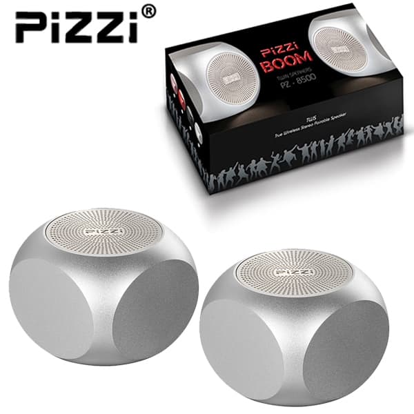 "פיצי בום" PiZZi Boom זוג רמקולים Bluetooth עוצמתי 2x5W במיוחד בצבע כסף 1