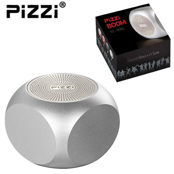 "פיצי בום" PiZZi Boom רמקול Bluetooth עוצמתי 5W במיוחד 58 מ"מ בלבד בצבע כסף 1