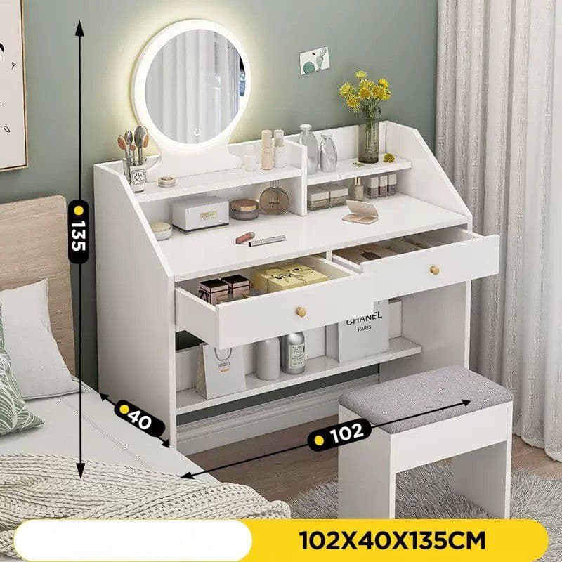 שידת איפור יוקרתית עם מראה כולל תאורת LED רוחב 102 סמ דגם RSM-6029 מבית ROSSO ITALY ישירות מהיבואן 1